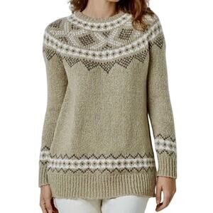 J. Jill Sz S Wool Blend Nordic Fair Isle Sweater Relaxed Fit Neutral Colors Cozy